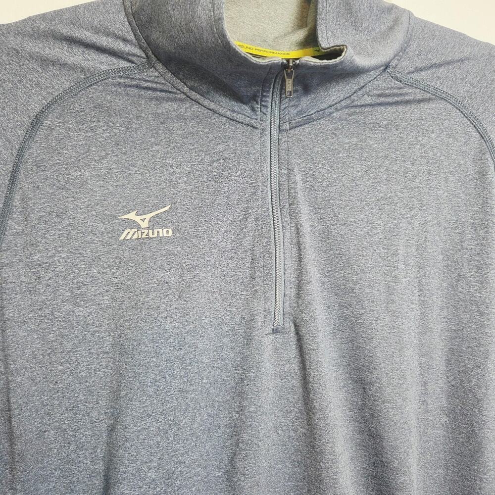 Mizuno Pullover Mens 2XL Gray Performance 1/4 Zip Long Sleeve Training Top - Picture 2 of 13